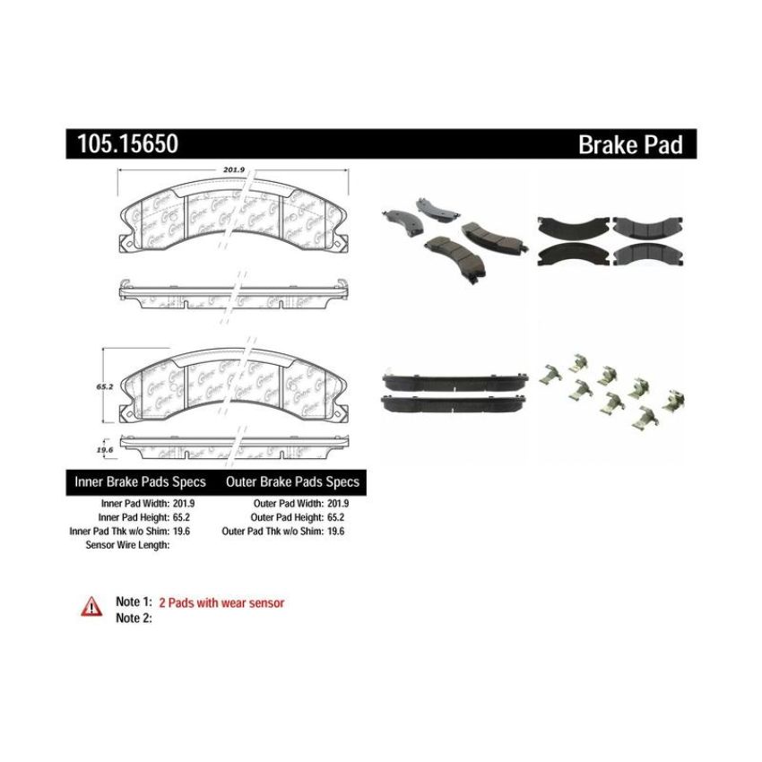 CENTRIC PARTS 105.15650 Posi Quiet Ceramic Brake Pads with Shims and Hardware