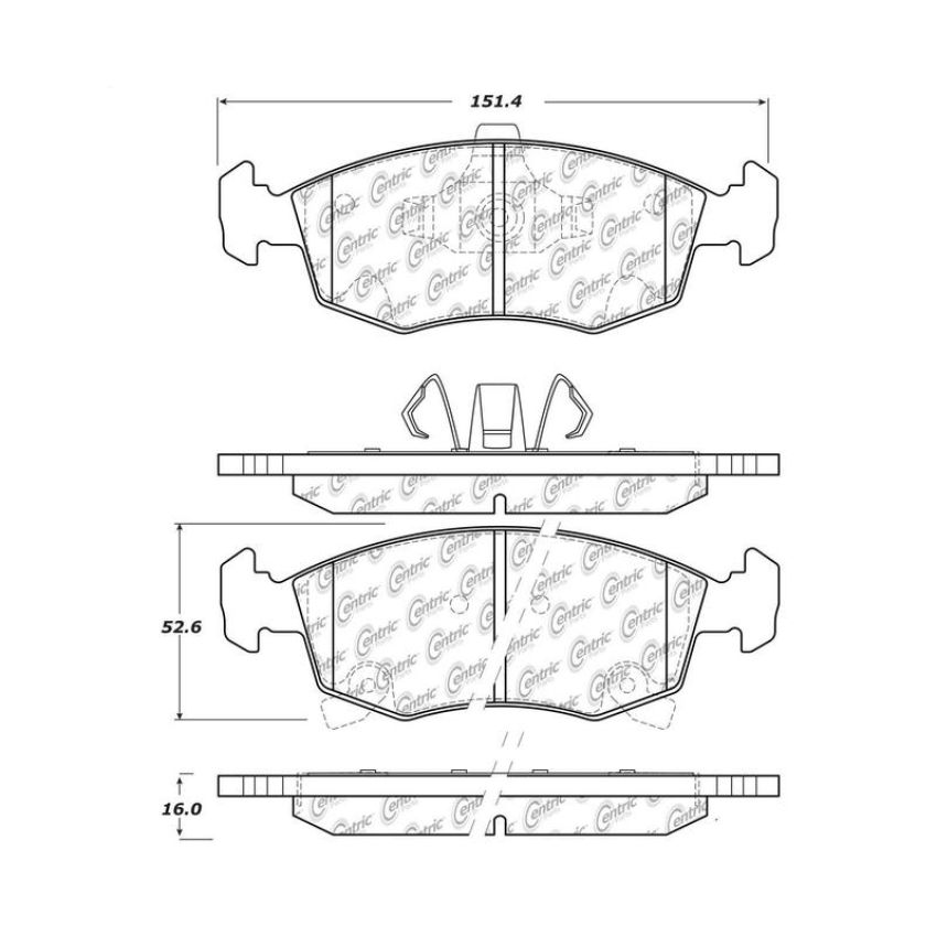 CENTRIC PARTS 105.15680 Posi Quiet Ceramic Brake Pads with Shims and Hardware