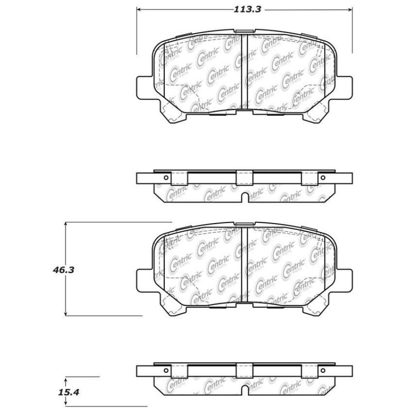 CENTRIC PARTS 105.15850 Posi Quiet Ceramic Brake Pads with Shims and Hardware