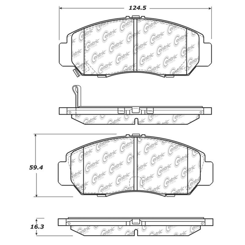 CENTRIC PARTS 105.16080 Posi Quiet Ceramic Brake Pads with Shims and Hardware