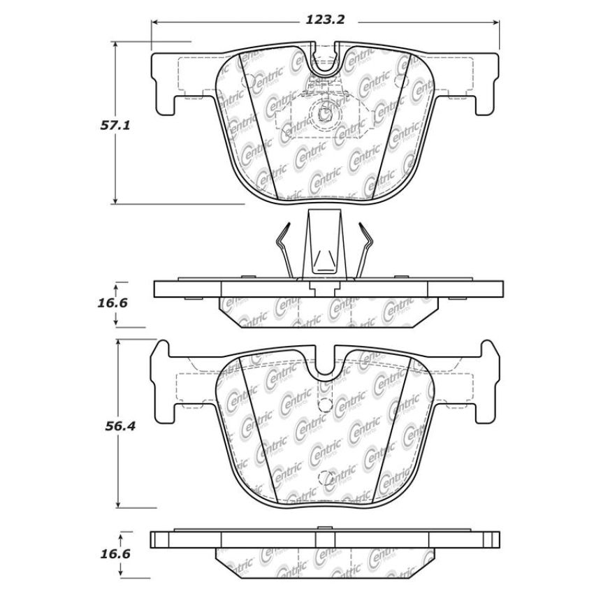 CENTRIC PARTS 105.16100 Posi Quiet Ceramic Brake Pads with Shims and Hardware