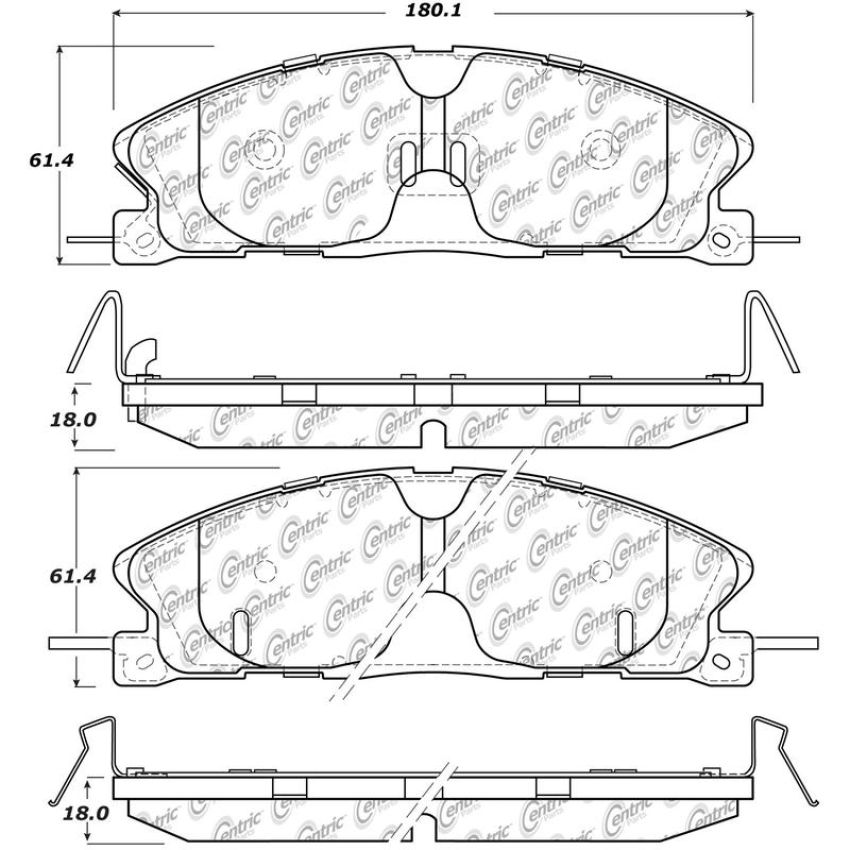 CENTRIC PARTS 105.16111 Posi Quiet Ceramic Brake Pads with Shims and Hardware
