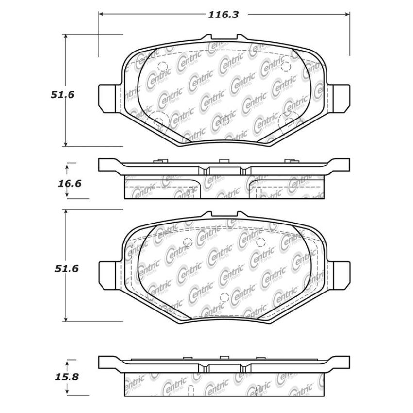 CENTRIC PARTS 105.16120 Posi Quiet Ceramic Brake Pads with Shims and Hardware