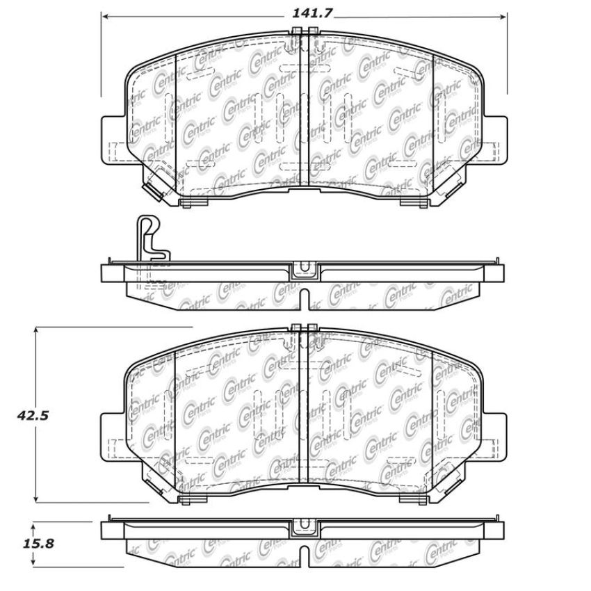 CENTRIC PARTS 105.16230 Posi Quiet Ceramic Brake Pads with Shims and Hardware