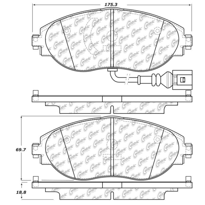 CENTRIC PARTS 105.16330 Posi Quiet Ceramic Brake Pads with Shims and Hardware