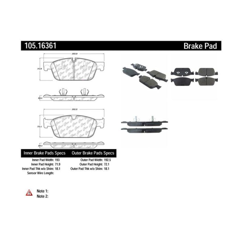 CENTRIC PARTS 105.16361 Posi Quiet Ceramic Brake Pads with Shims