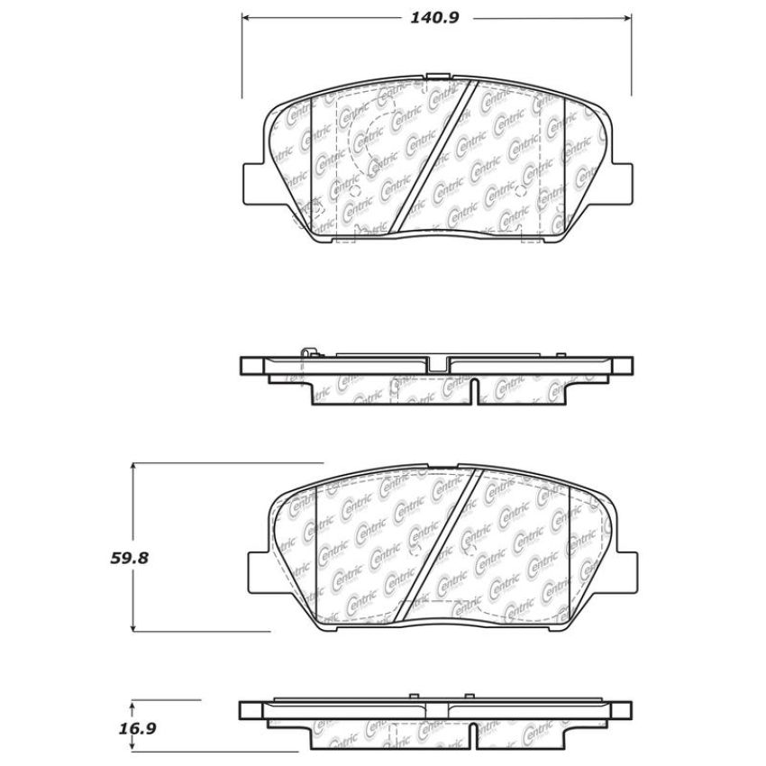 CENTRIC PARTS 105.16750 Posi Quiet Ceramic Brake Pads with Shims and Hardware