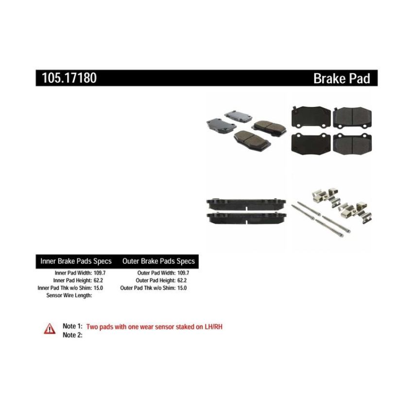 CENTRIC PARTS 105.17180 Posi Quiet Ceramic Brake Pads with Shims and Hardware