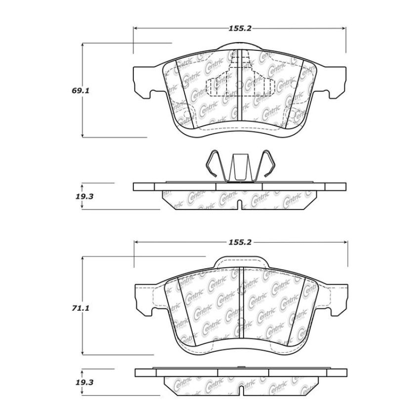 CENTRIC PARTS 105.17210 Posi Quiet Ceramic Brake Pads with Shims and Hardware