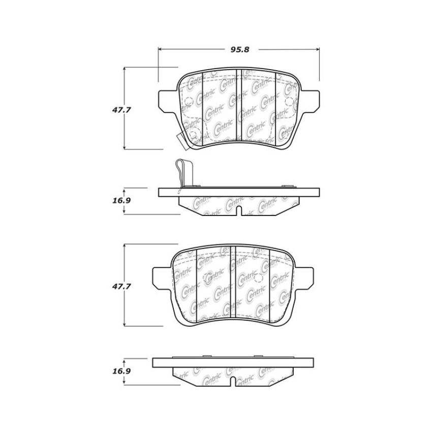 CENTRIC PARTS 105.17220 Posi Quiet Ceramic Brake Pads with Shims and Hardware