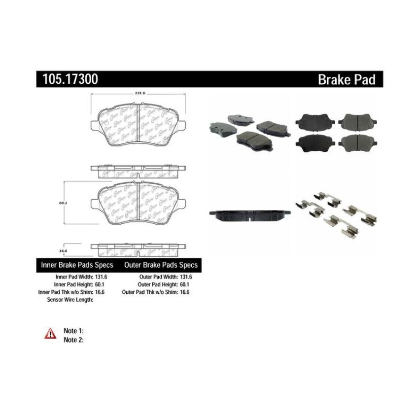 CENTRIC PARTS 105.17300 Posi Quiet Ceramic Brake Pads with Shims and Hardware