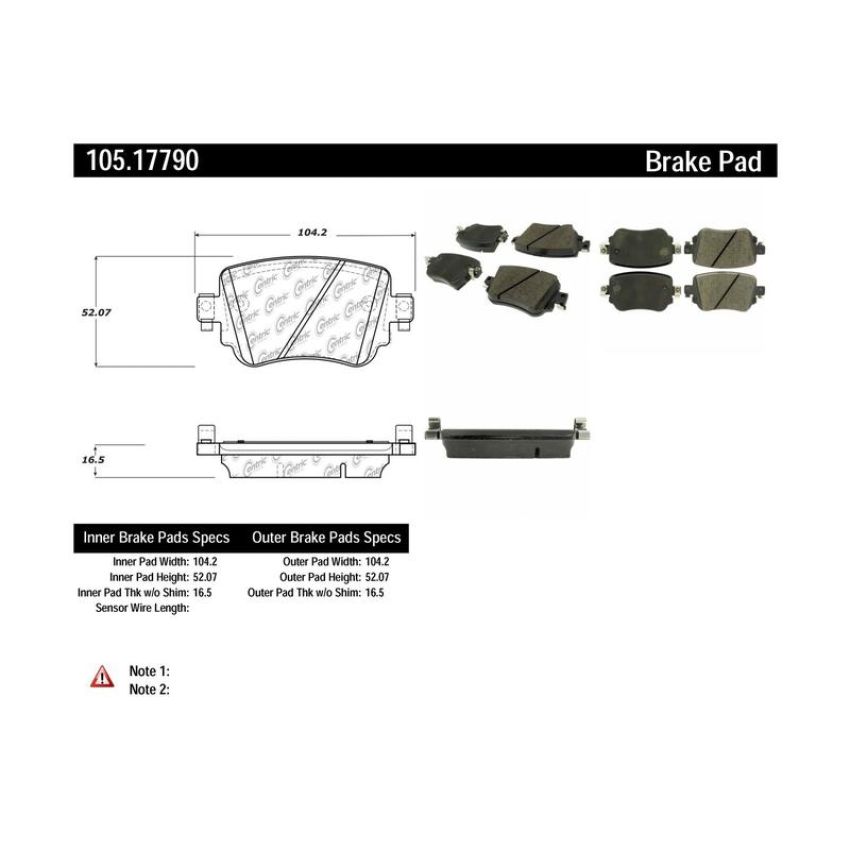 CENTRIC PARTS 105.17790 Posi Quiet Ceramic Brake Pads with Shims