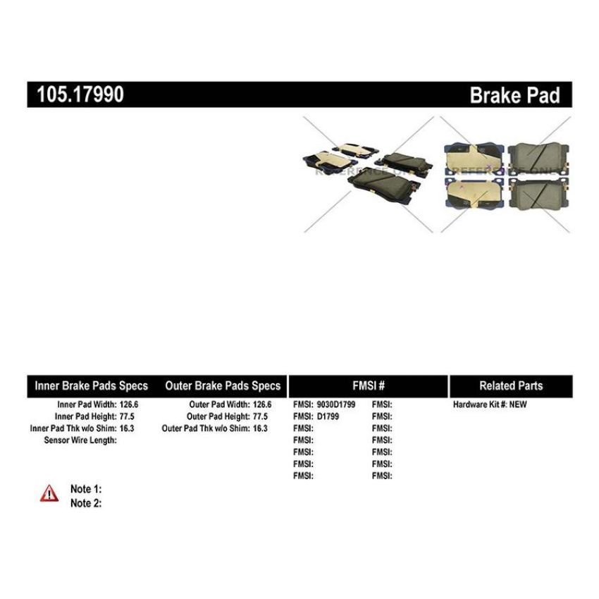 CENTRIC PARTS 105.17990 Posi Quiet Ceramic Brake Pads with Shims