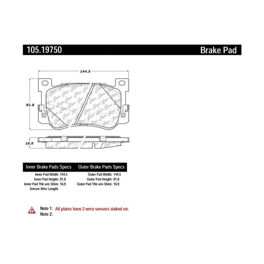 CENTRIC PARTS 105.19750 Posi Quiet Ceramic Brake Pads with Shims