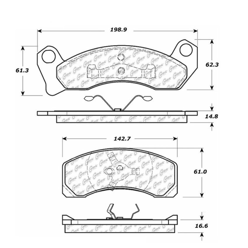CENTRIC PARTS 106.02000 Posi Quiet Extended Wear Brake Pads with Shims and Hardware