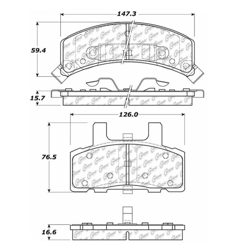 CENTRIC PARTS 106.03690 Posi Quiet Extended Wear Brake Pads with Shims and Hardware