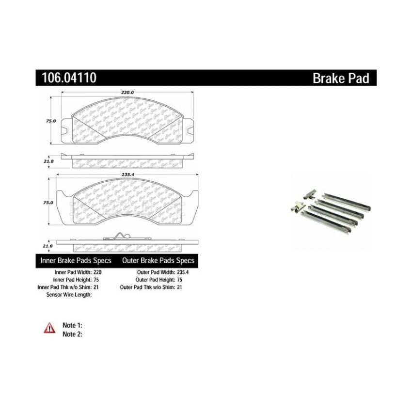 CENTRIC PARTS 106.04110 Posi Quiet Extended Wear Brake Pads with Shims and Hardware