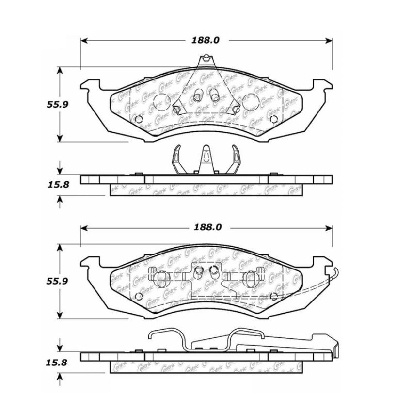 CENTRIC PARTS 106.04170 Posi Quiet Extended Wear Brake Pads with Shims and Hardware