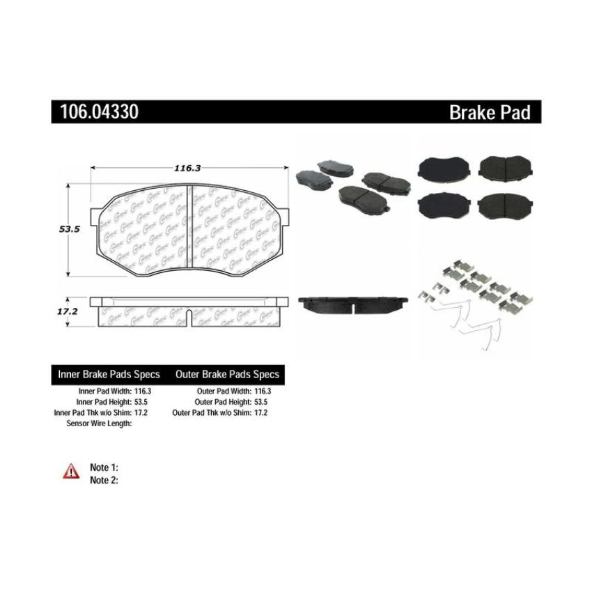 CENTRIC PARTS 106.04330 Posi Quiet Extended Wear Brake Pads with Shims and Hardware