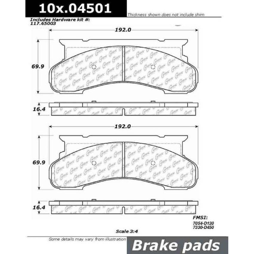 CENTRIC PARTS 106.04501 Posi Quiet Extended Wear Brake Pads with Shims and Hardware
