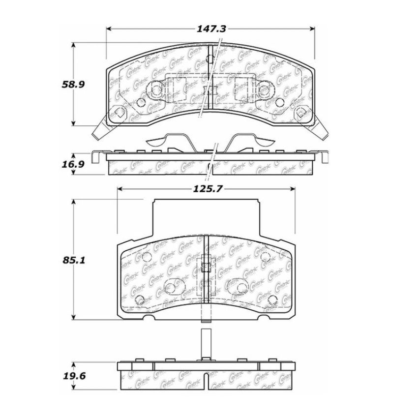 CENTRIC PARTS 106.04590 Posi Quiet Extended Wear Brake Pads with Shims and Hardware