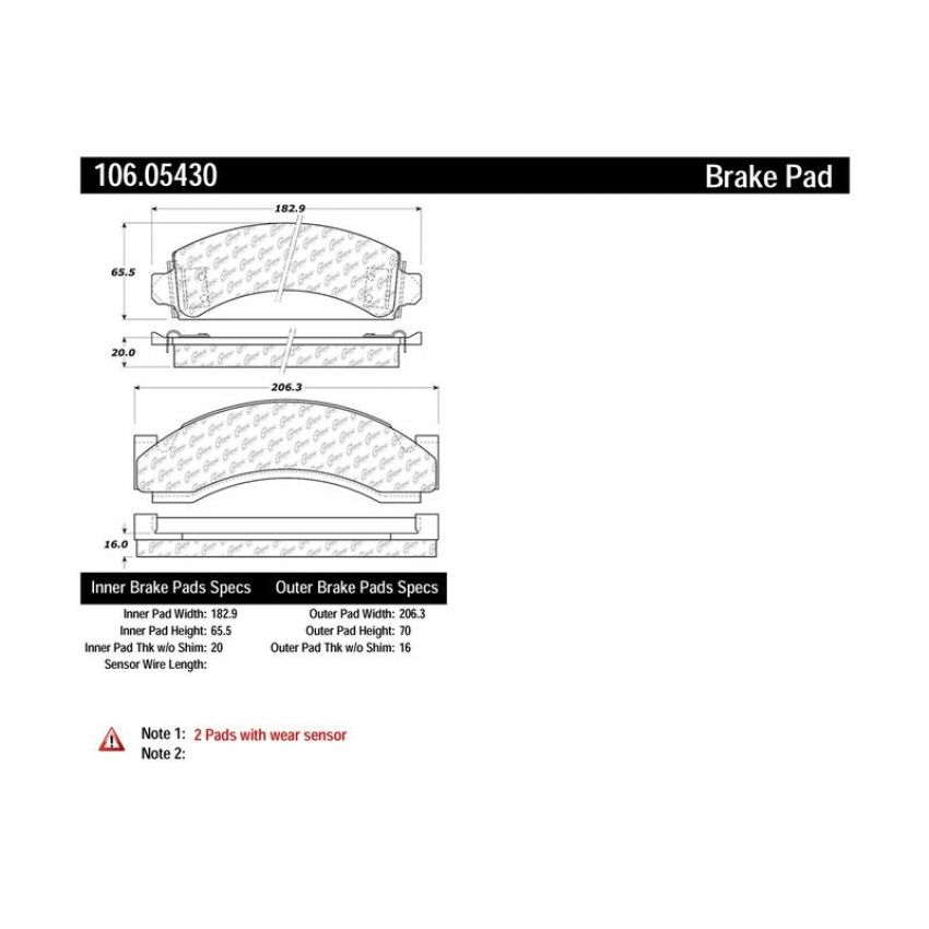 CENTRIC PARTS 106.05430 Posi Quiet Extended Wear Brake Pads with Shims and Hardware