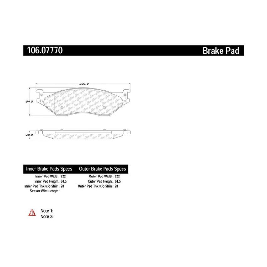 CENTRIC PARTS 106.07770 Posi Quiet Extended Wear Brake Pads with Shims and Hardware