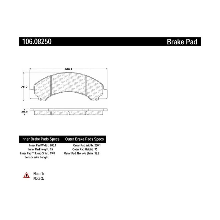 CENTRIC PARTS 106.08250 Posi Quiet Extended Wear Brake Pads with Shims and Hardware