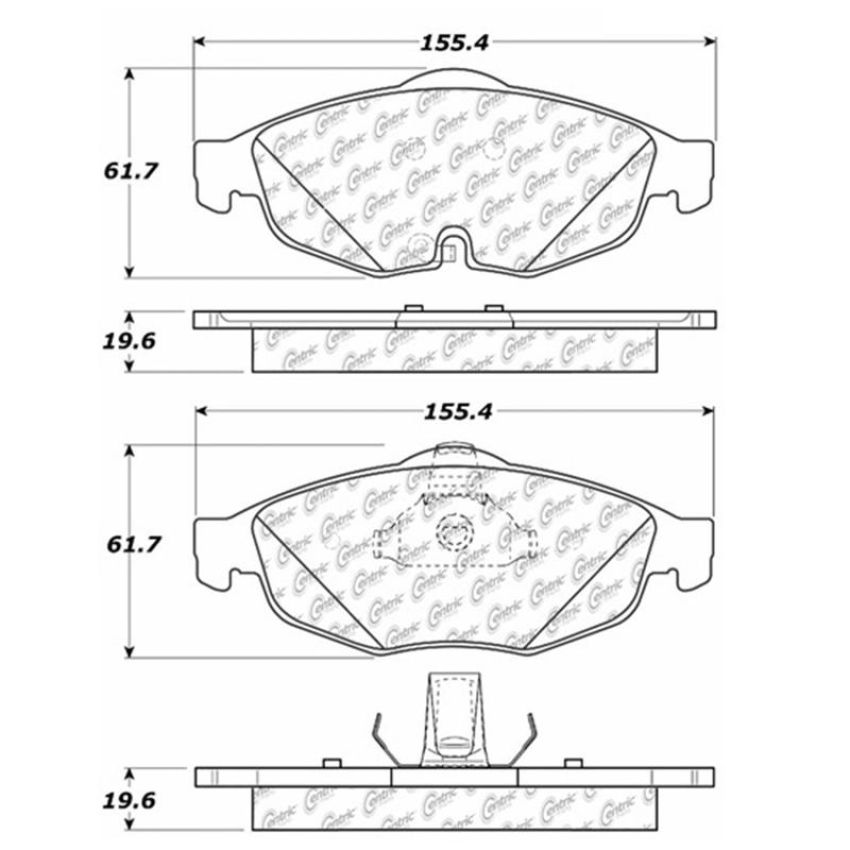CENTRIC PARTS 106.08690 Posi Quiet Extended Wear Brake Pads with Shims and Hardware