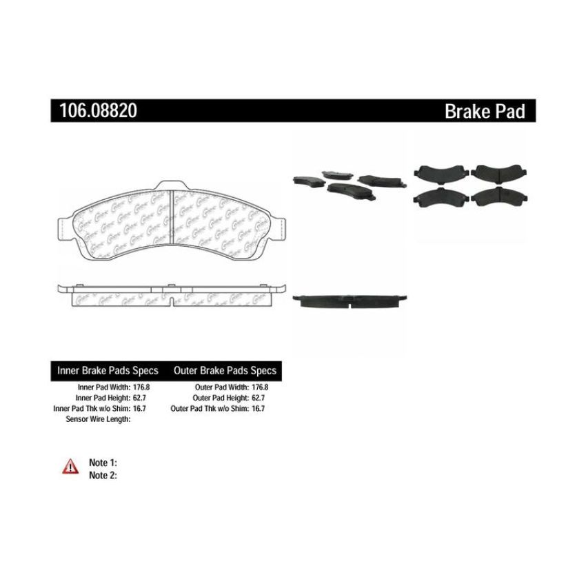 CENTRIC PARTS 106.08820 Posi Quiet Extended Wear Brake Pads with Shims and Hardware