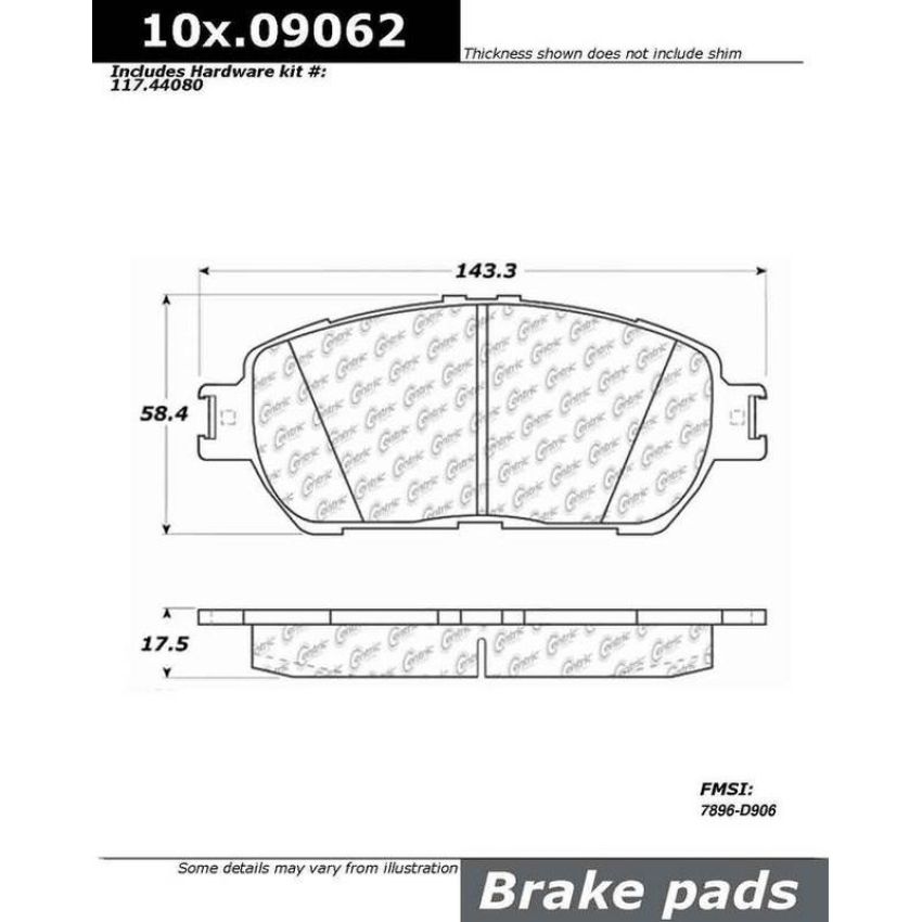 CENTRIC PARTS 106.09062 Posi Quiet Extended Wear Brake Pads with Shims and Hardware