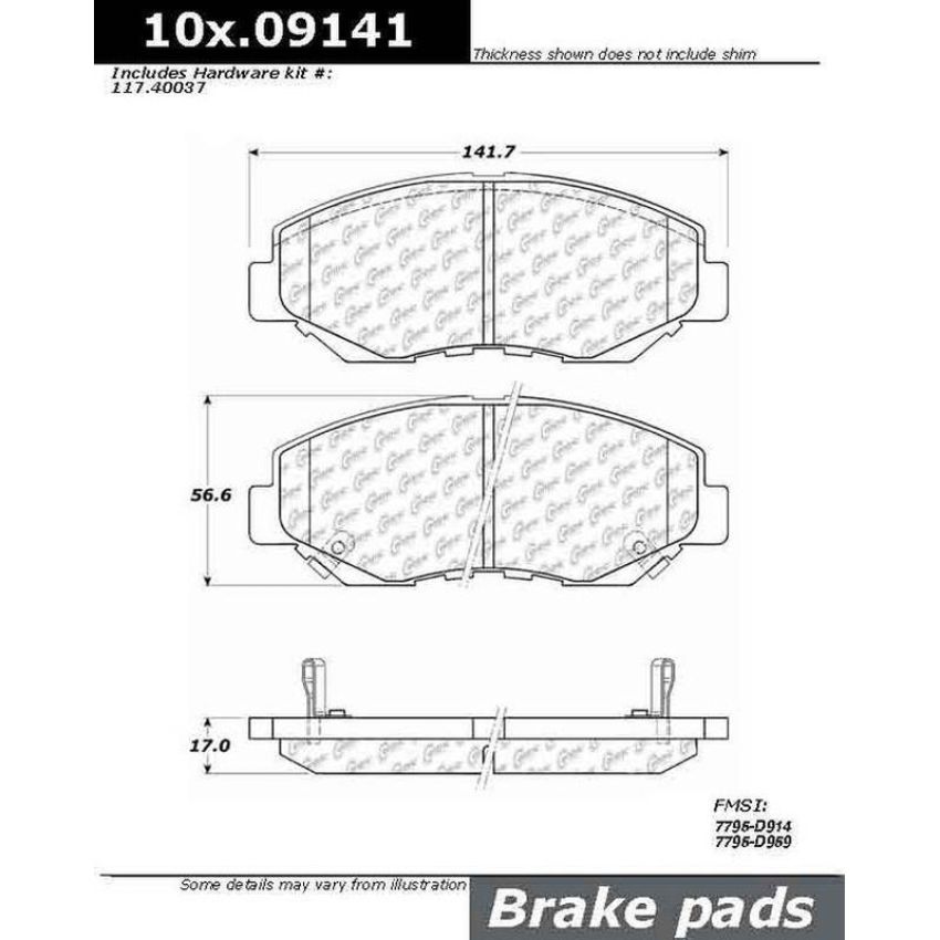 CENTRIC PARTS 106.09141 Posi Quiet Extended Wear Brake Pads with Shims and Hardware