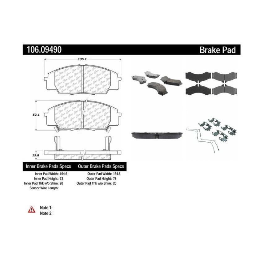 CENTRIC PARTS 106.09490 Posi Quiet Extended Wear Brake Pads with Shims