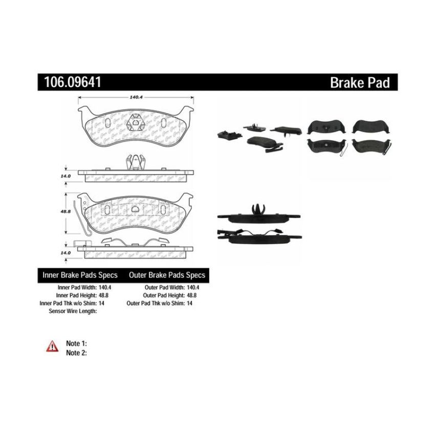 CENTRIC PARTS 106.09641 Posi Quiet Extended Wear Brake Pads with Shims and Hardware