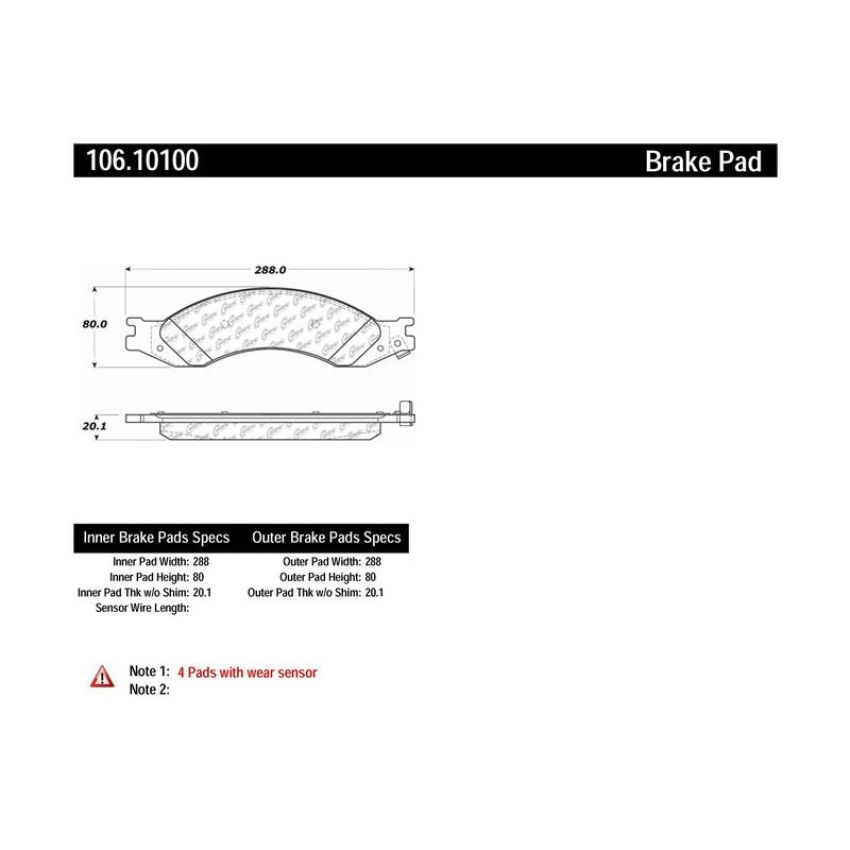 CENTRIC PARTS 106.10100 Posi Quiet Extended Wear Brake Pads with Shims and Hardware