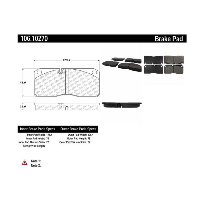 CENTRIC PARTS 106.10270 Posi Quiet Extended Wear Brake Pads with Shims