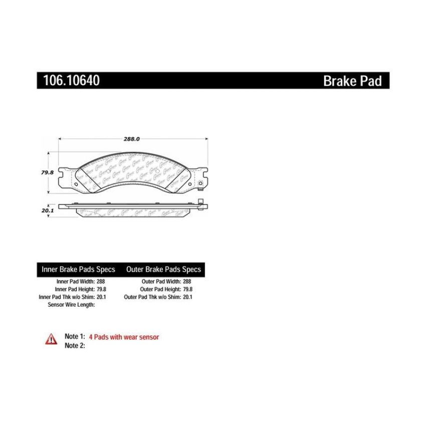 CENTRIC PARTS 106.10640 Posi Quiet Extended Wear Brake Pads with Shims and Hardware