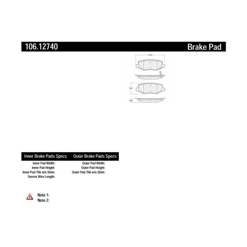 CENTRIC PARTS 106.12740 Posi Quiet Extended Wear Brake Pads with Shims and Hardware