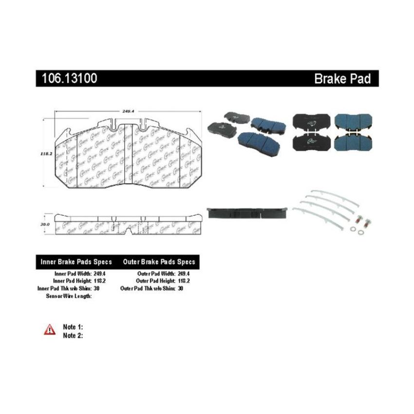 CENTRIC PARTS 106.13100 Posi Quiet Heavy Duty 23K Pad Air Disc Meritor D Elsa 2