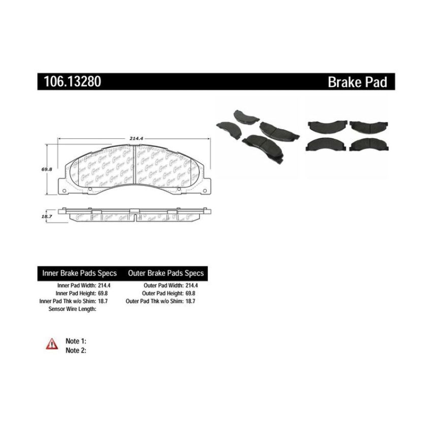 CENTRIC PARTS 106.13280 Posi Quiet Extended Wear Brake Pads with Shims and Hardware