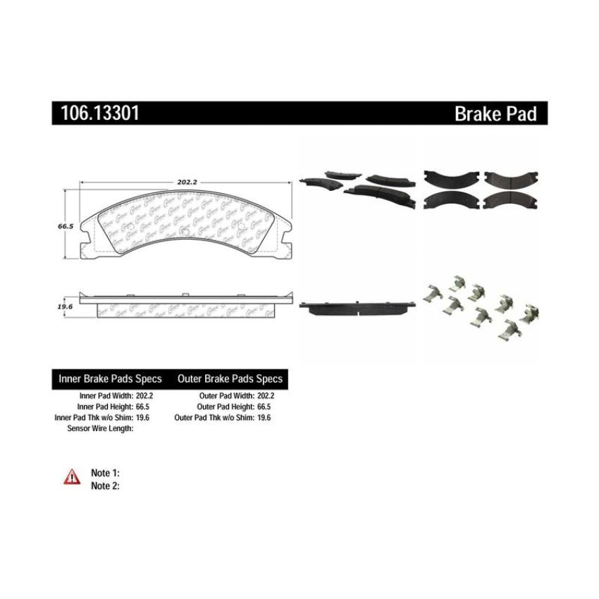 CENTRIC PARTS 106.13301 Posi Quiet Extended Wear Brake Pads with Shims and Hardware