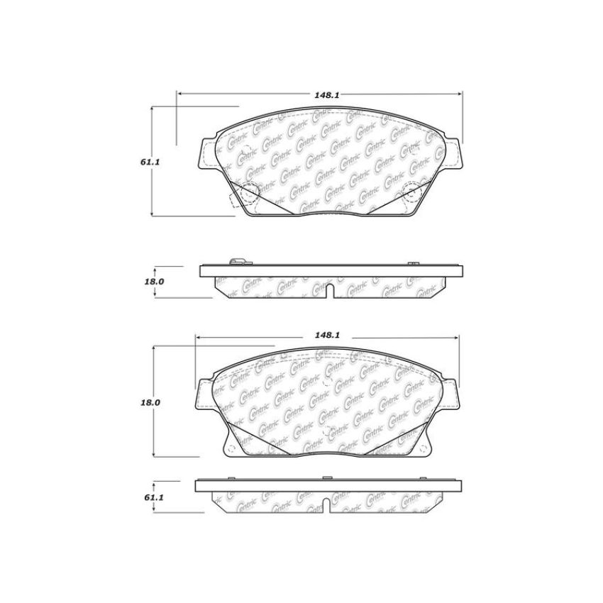 CENTRIC PARTS 106.14670 Posi Quiet Extended Wear Brake Pads with Shims and Hardware