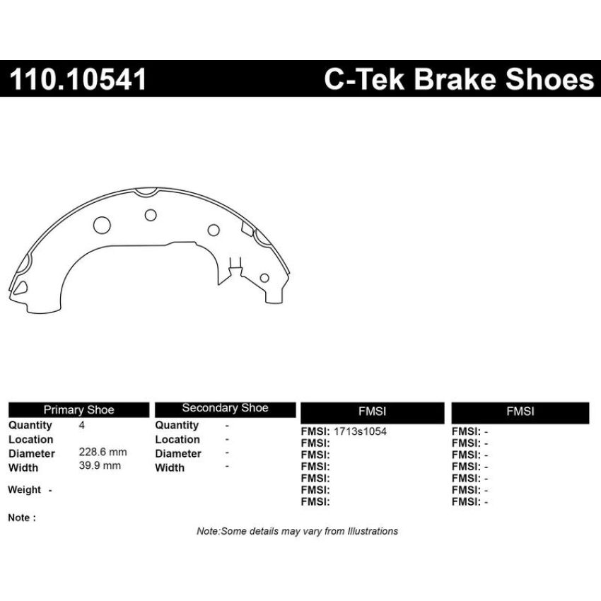 CENTRIC PARTS 110.10541 C-Tek Brake Shoes