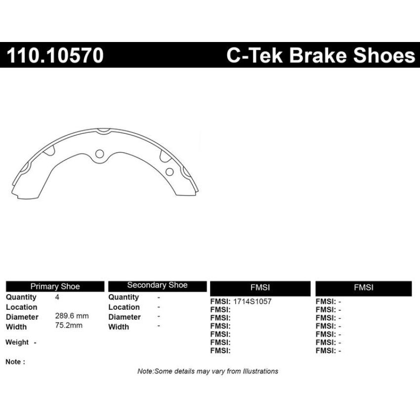 CENTRIC PARTS 110.10570 C-Tek Brake Shoes