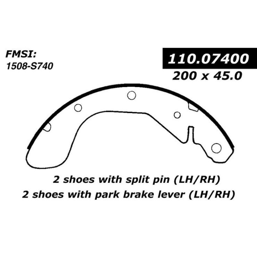 CENTRIC PARTS 111.07400 Centric Premium Brake Shoes