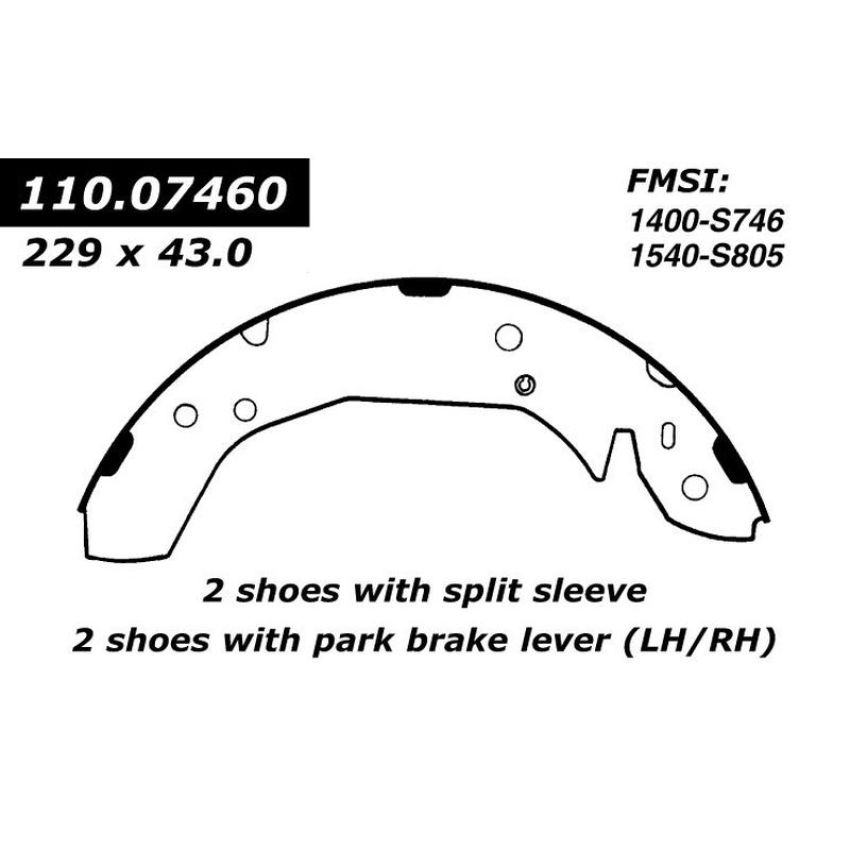 CENTRIC PARTS 111.07460 Centric Premium Brake Shoes