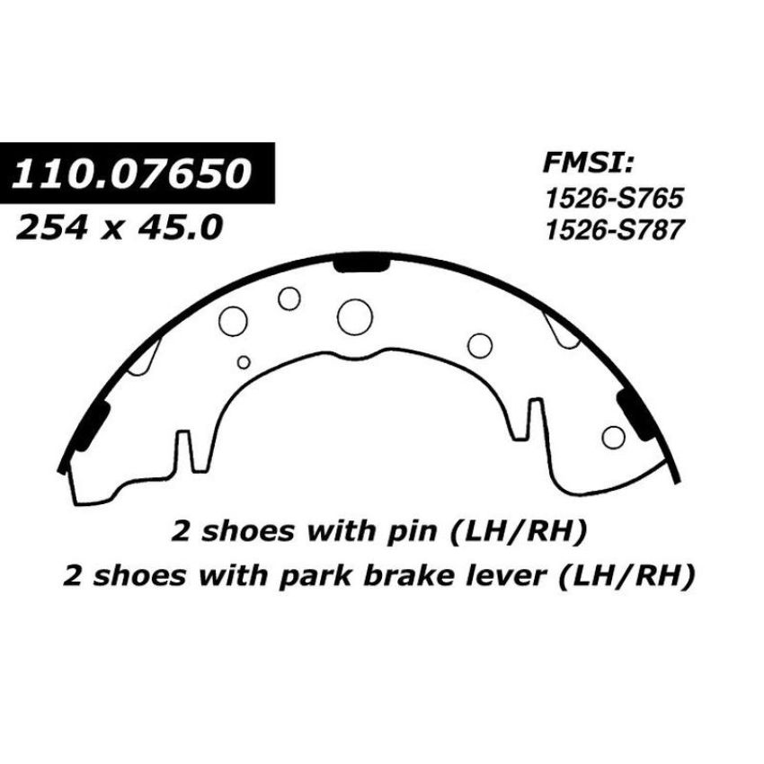 CENTRIC PARTS 111.07650 Centric Premium Brake Shoes