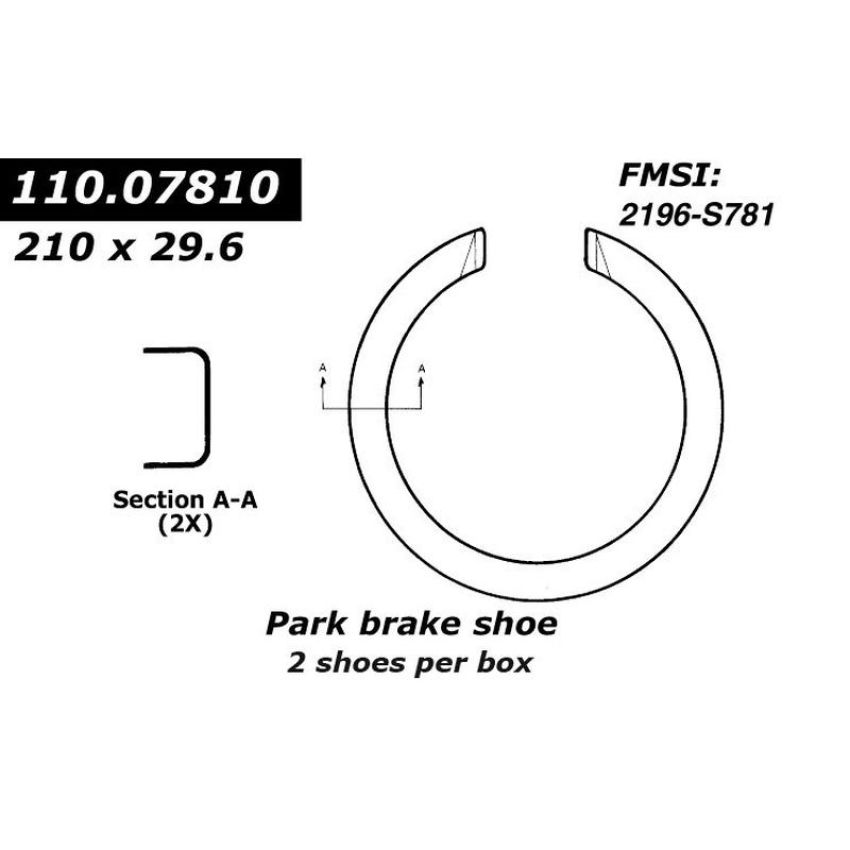 CENTRIC PARTS 111.07810 Centric Premium Parking Brake Shoes