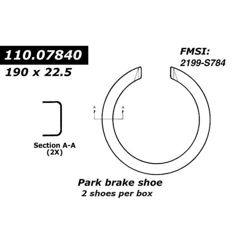 CENTRIC PARTS 111.07840 Centric Premium Parking Brake Shoes