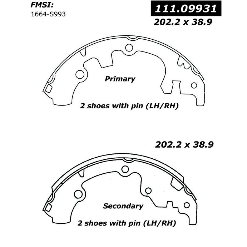 CENTRIC PARTS 111.09931 Centric Premium Brake Shoes